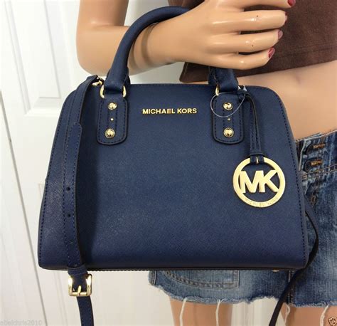 michael kors canada navy blue small purse|Michael Kors blue leather purse.